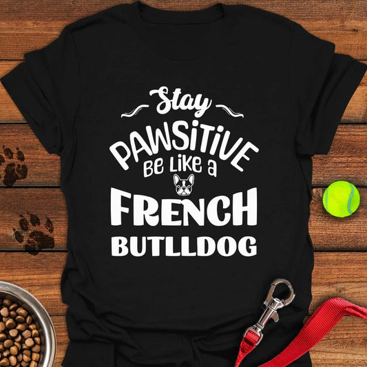 Stay Pawsitive French Bulldog T-Shirt Black