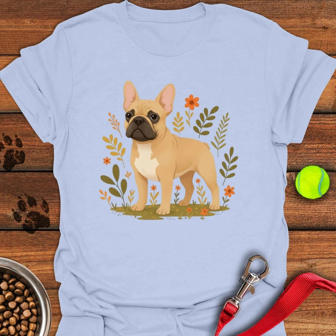 French Bulldog Flowers T-Shirt Light Blue