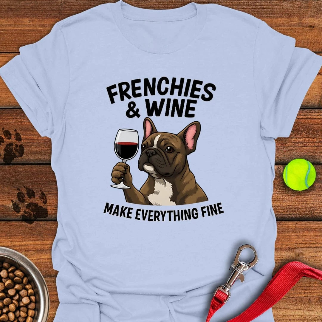Frenchies & Wine T-Shirt Light Blue