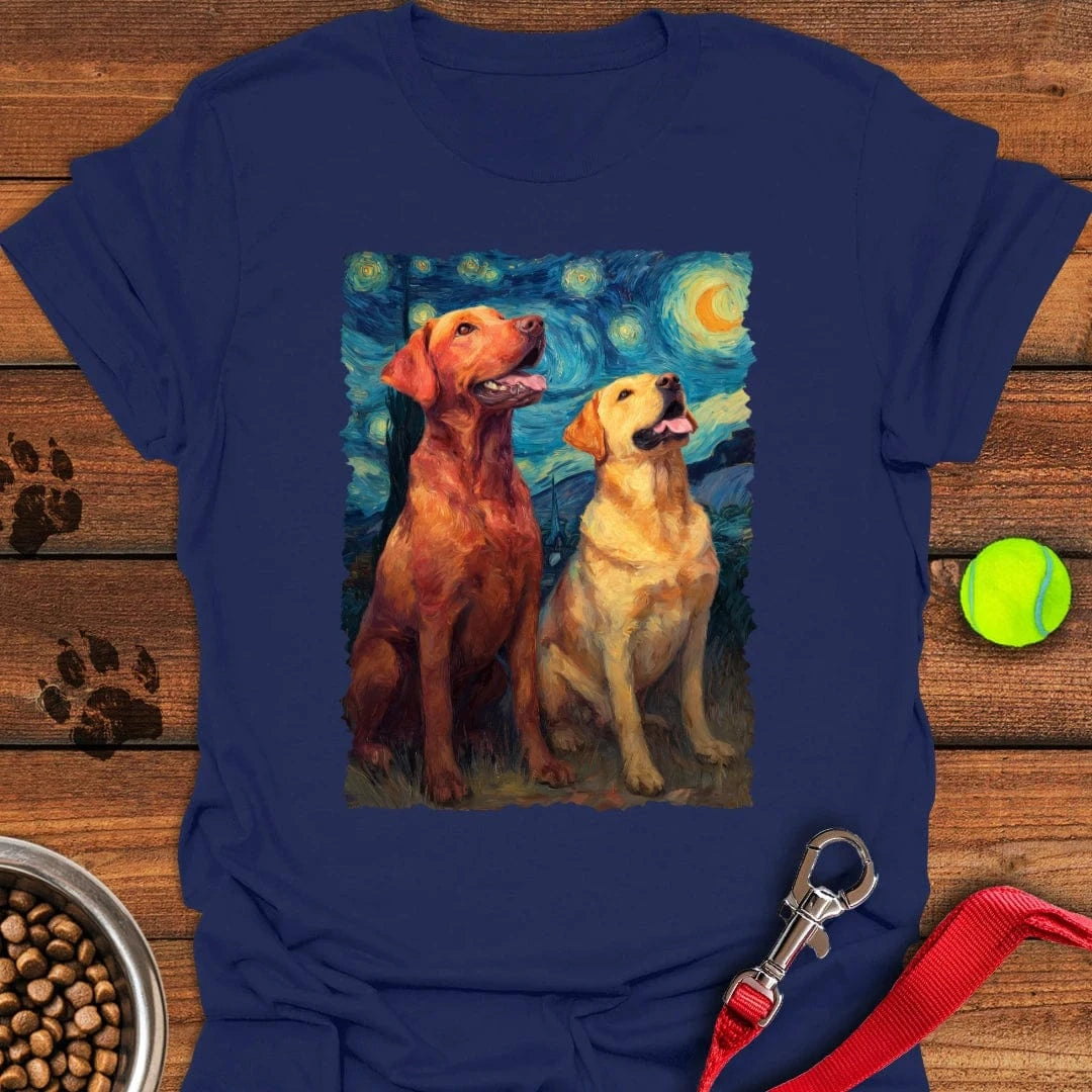 Fox Red & Yellow Labrador Starry Night T-Shirt Navy