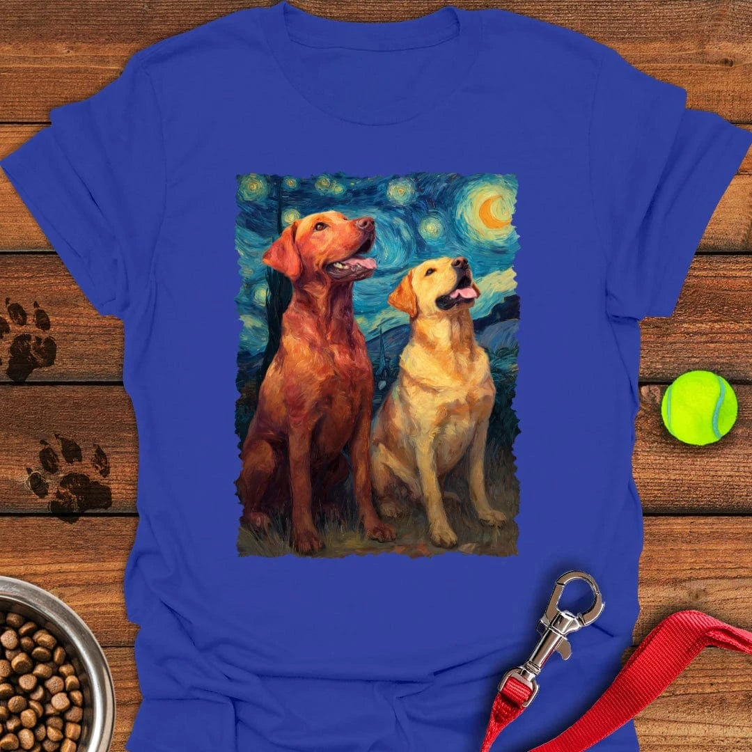Fox Red & Yellow Labrador Starry Night T-Shirt Royal
