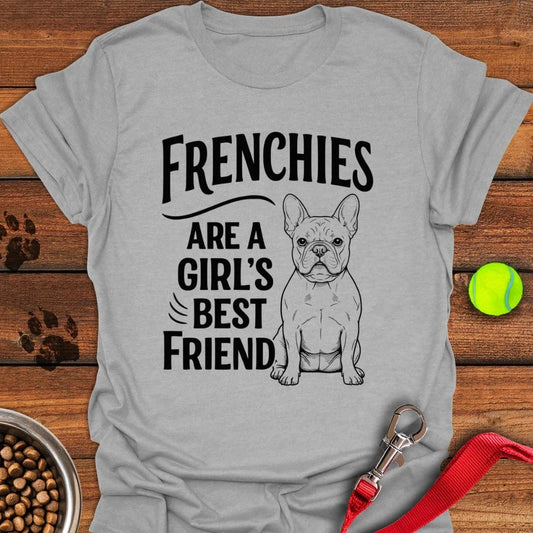 Frenchies Are A Girl's Friend T-Shirt Sport Grey