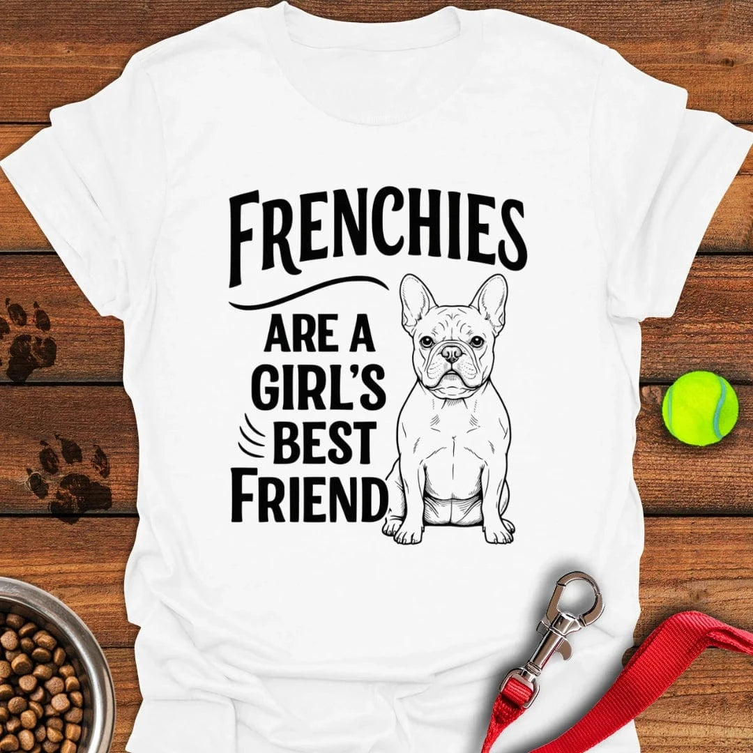 Frenchies Are A Girl's Friend T-Shirt White