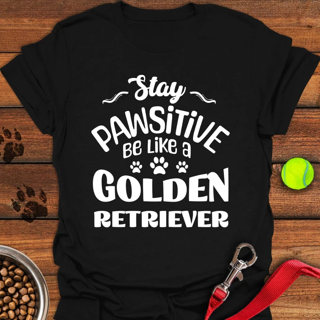 Stay Pawsitive Golden Retriever T-Shirt Black