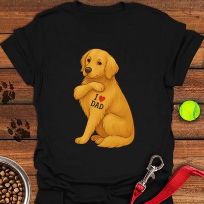 Golden Retriever I Love Dad T-Shirt Black