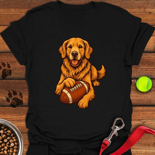Golden Retriever Football T-Shirt Black