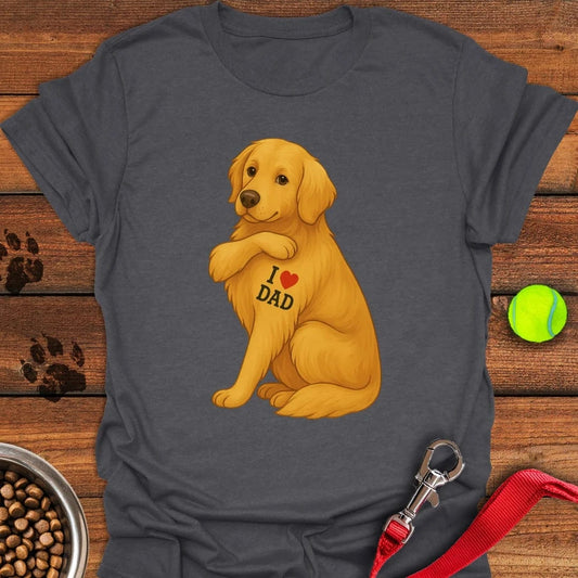 Golden Retriever I Love Dad T-Shirt Dark Heather