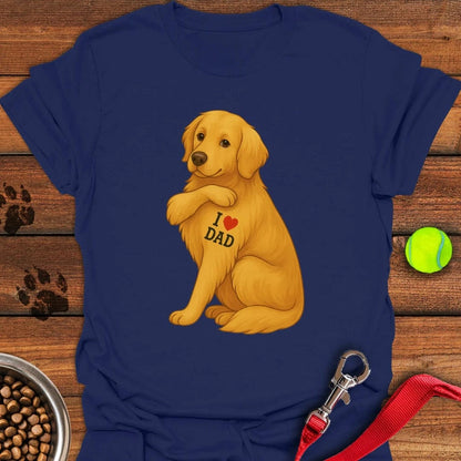 Golden Retriever I Love Dad T-Shirt Navy