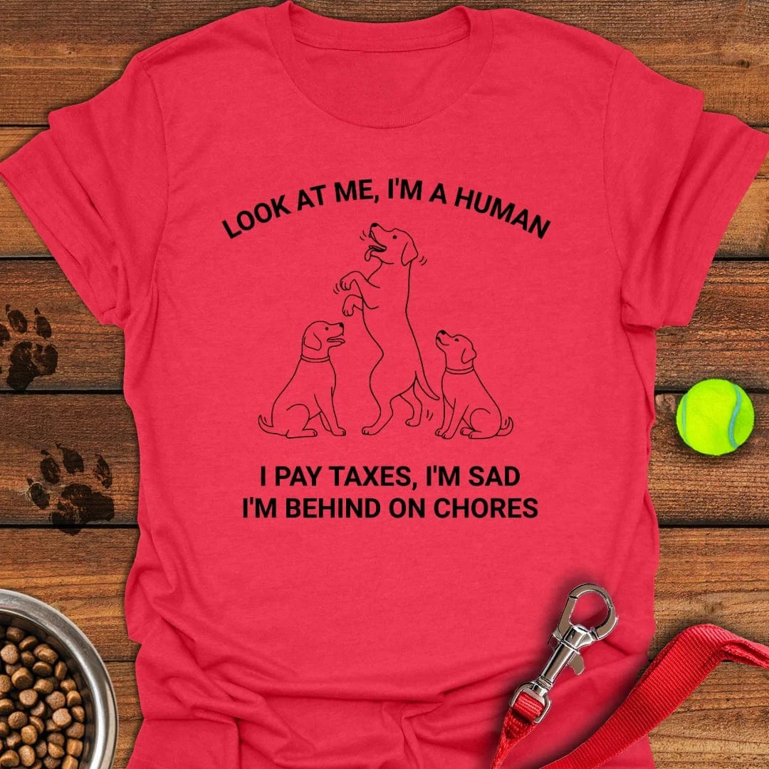 Funny Labrador Human Meme T-Shirt Heather Red