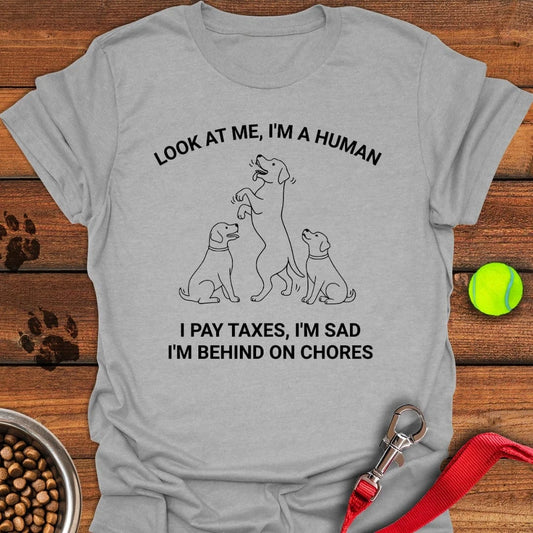 Funny Labrador Human Meme T-Shirt Sport Grey