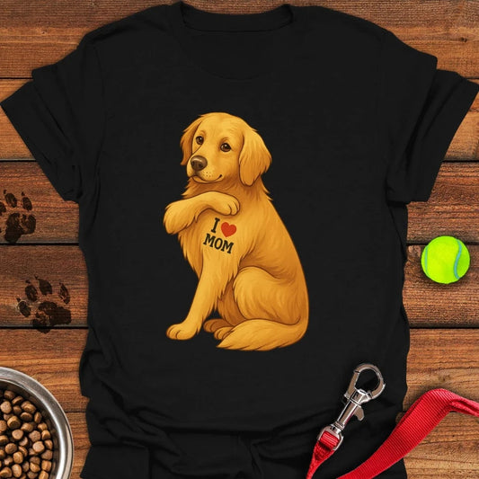 Golden Retriever I Love Mom T-Shirt Black