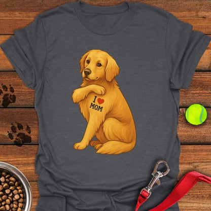 Golden Retriever I Love Mom T-Shirt Dark Heather