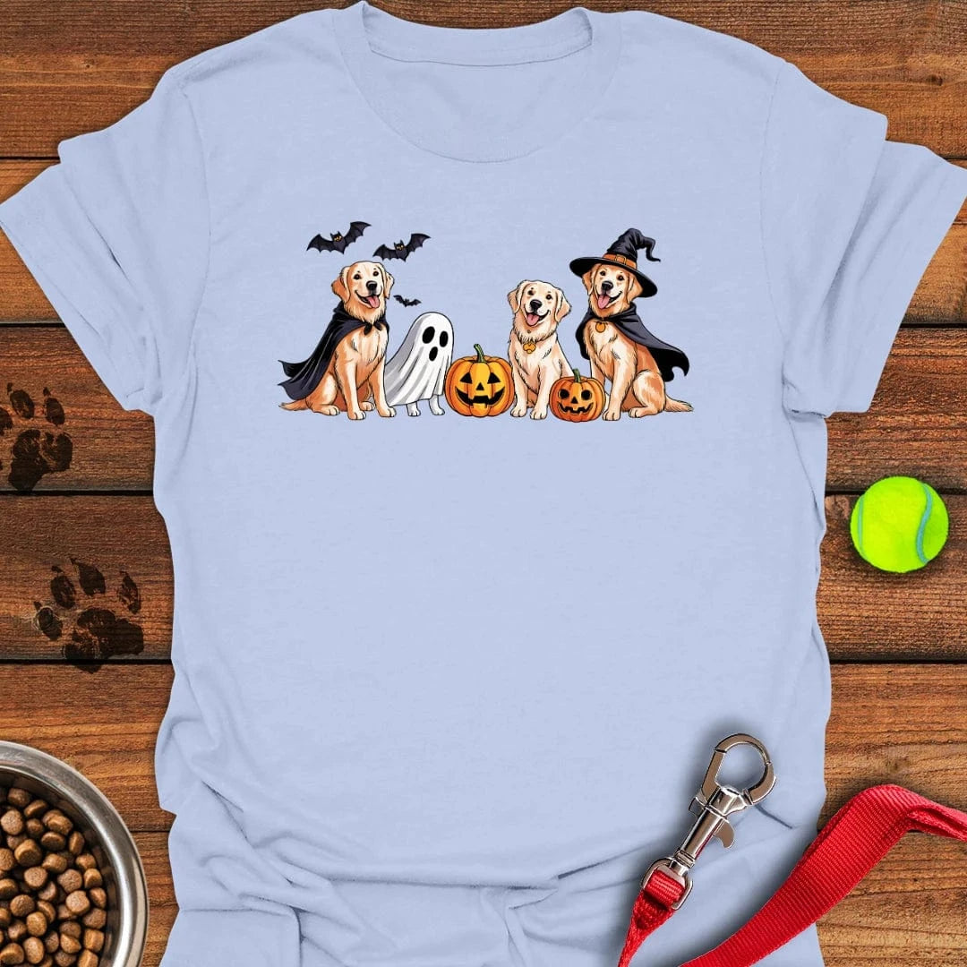 Golden Retriever Halloween T-Shirt Light Blue
