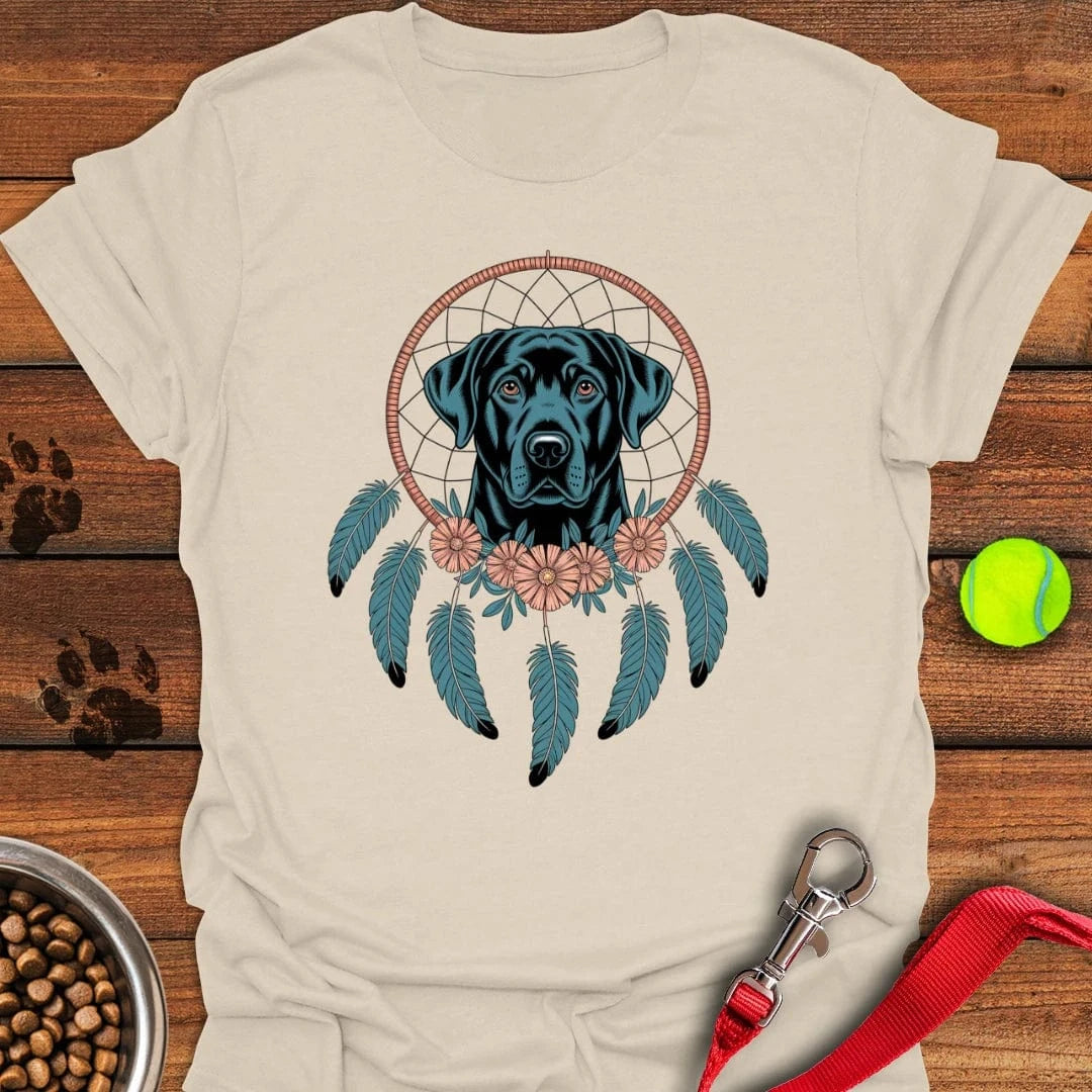Black Lab Dreamcatcher Boho T-Shirt Natural