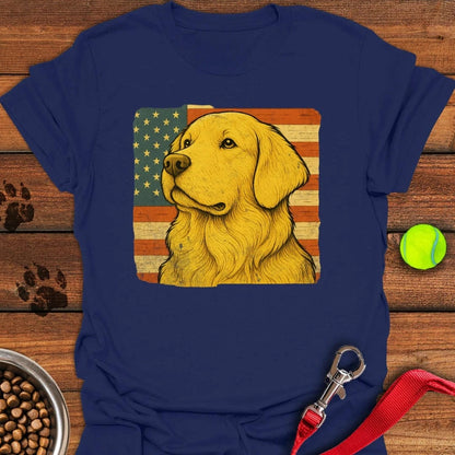 Golden Retriever USA Flag T-Shirt Navy