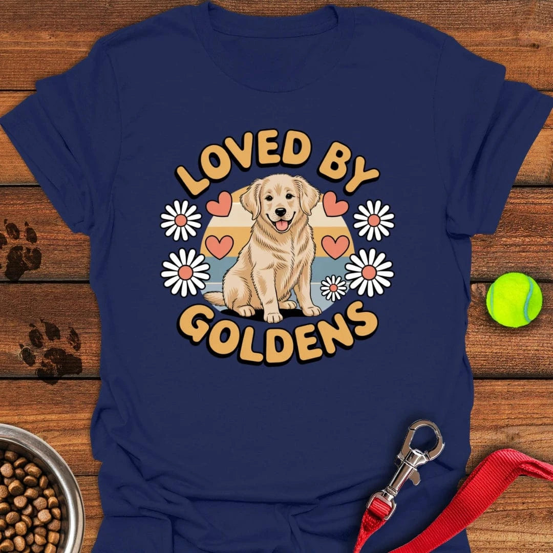 Loved By Golden Retrievers T-Shirt Navy