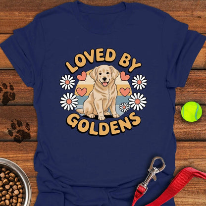 Loved By Golden Retrievers T-Shirt Navy
