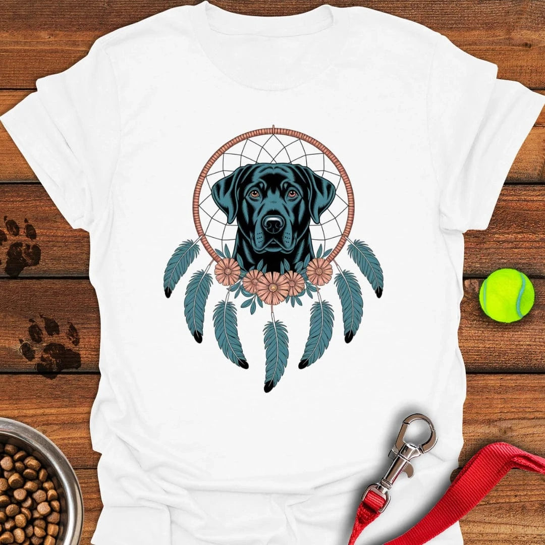 Black Lab Dreamcatcher Boho T-Shirt White