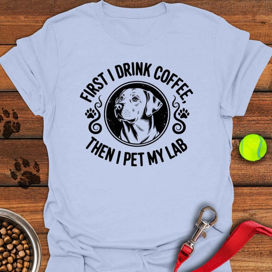 Coffee & Labrador T-Shirt Light Blue