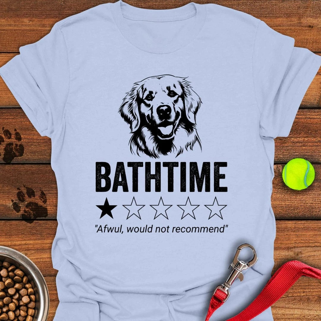 Golden Retriever Bathtime Review T-Shirt Light Blue