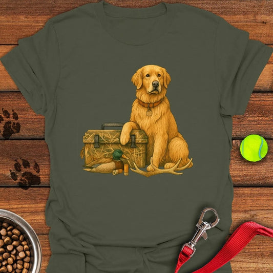 Golden Retriever Hunting T-Shirt Military Green