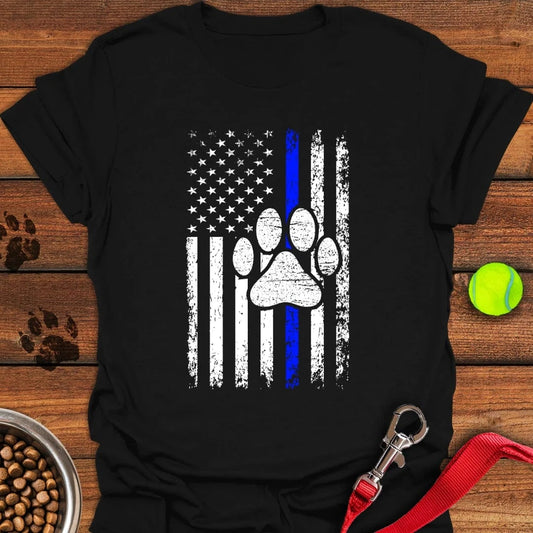 K9 Police Dog Blue Line T-Shirt Black