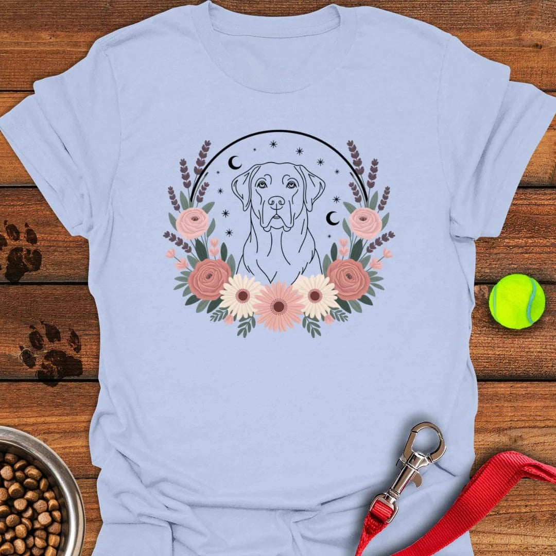 Labrador Boho Flower T-Shirt Light Blue