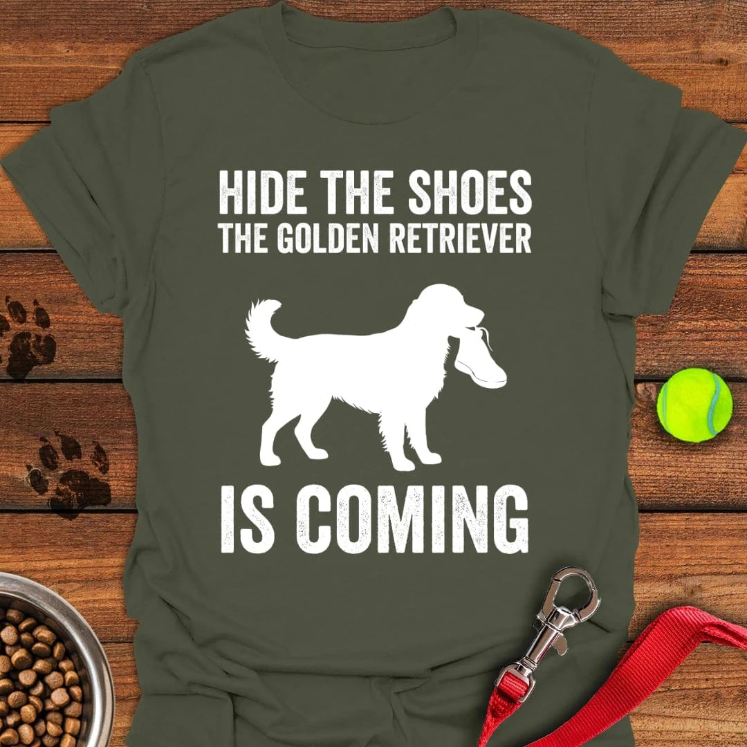 Golden Retriever Shoe Stealer T-Shirt Military Green