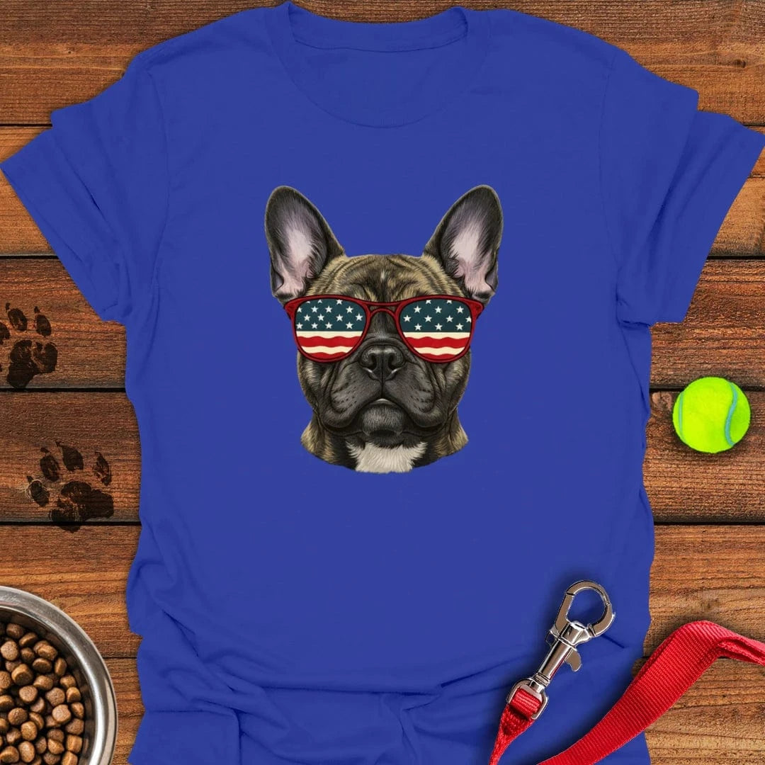 French Bulldog USA Glasses T-Shirt Royal