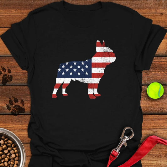 French Bulldog Silhouette USA T-Shirt Black