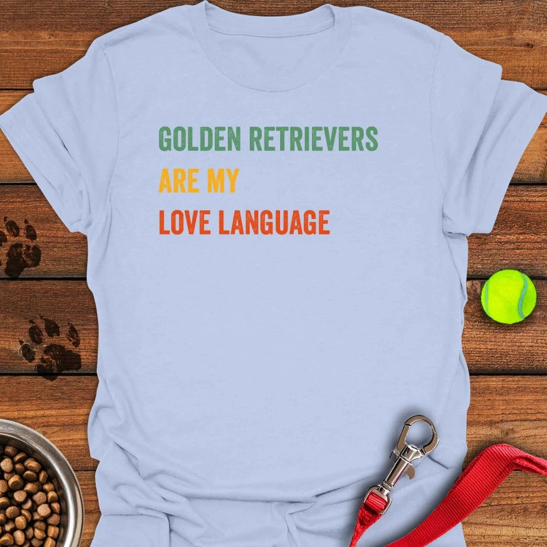 Golden Retriever Love Language T-Shirt Light Blue
