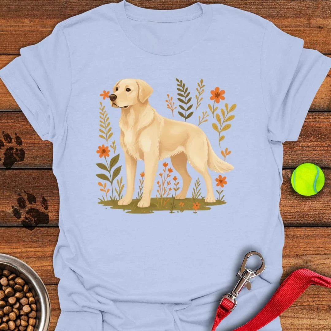 Golden Retriever Flower Boho T-Shirt Light Blue