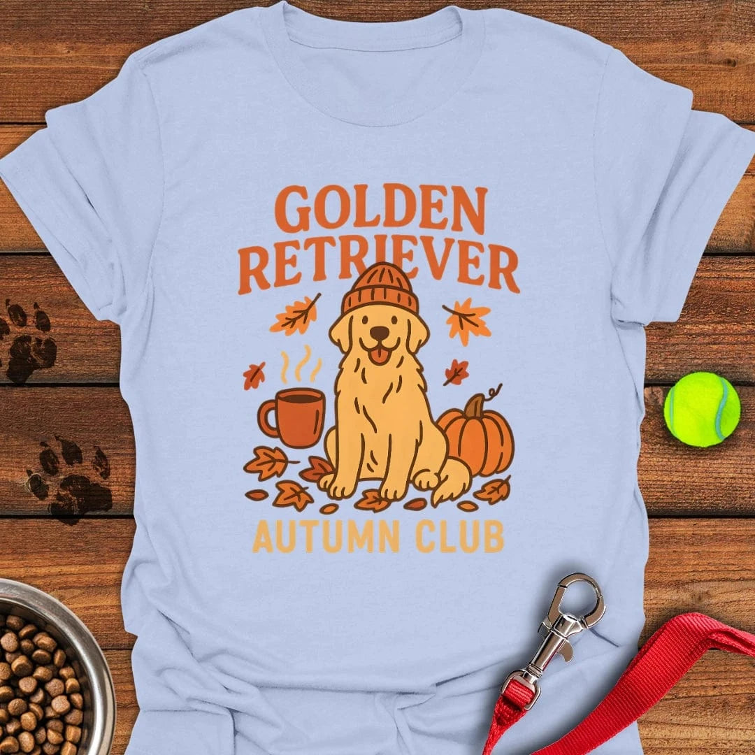 Golden Retriever Autumn T-Shirt Light Blue