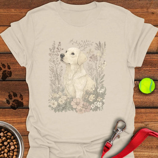 Sunfaded Labrador Flower T-Shirt Natural