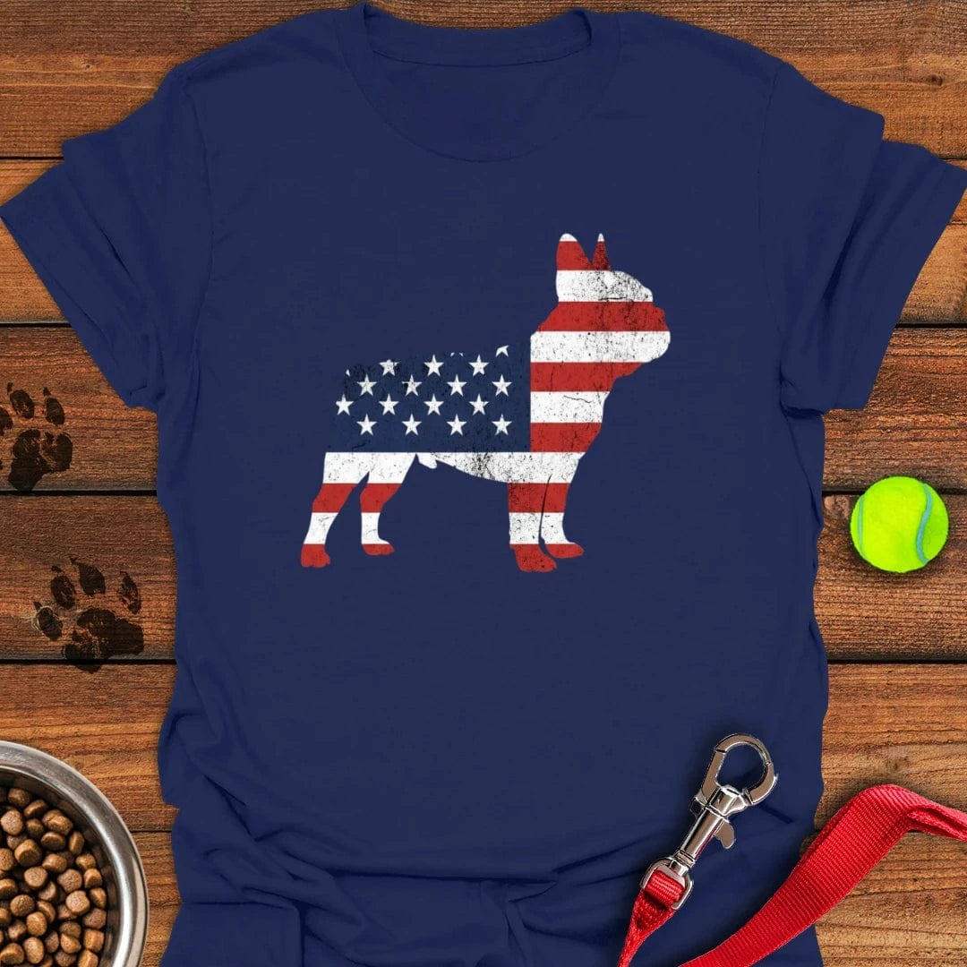 French Bulldog Silhouette USA T-Shirt Navy