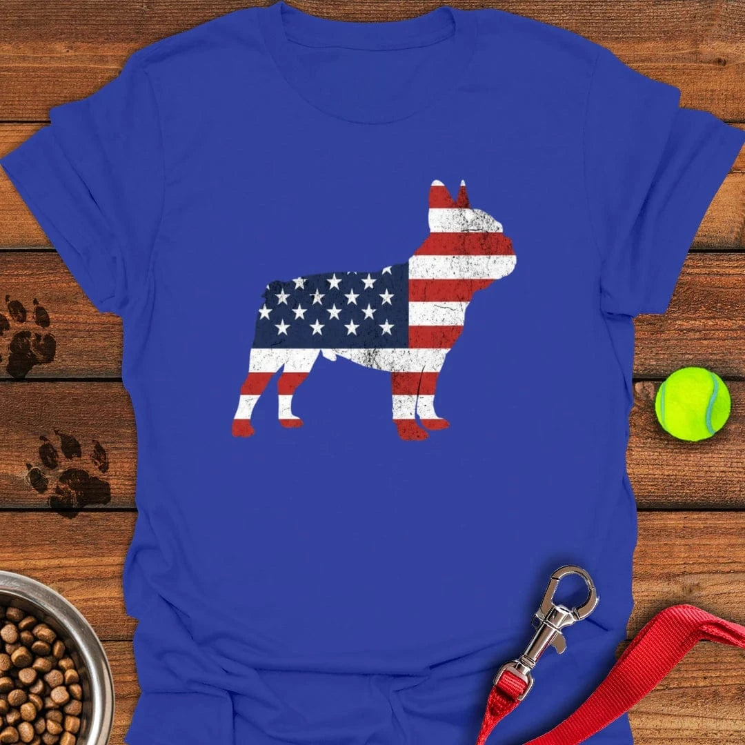 French Bulldog Silhouette USA T-Shirt Royal