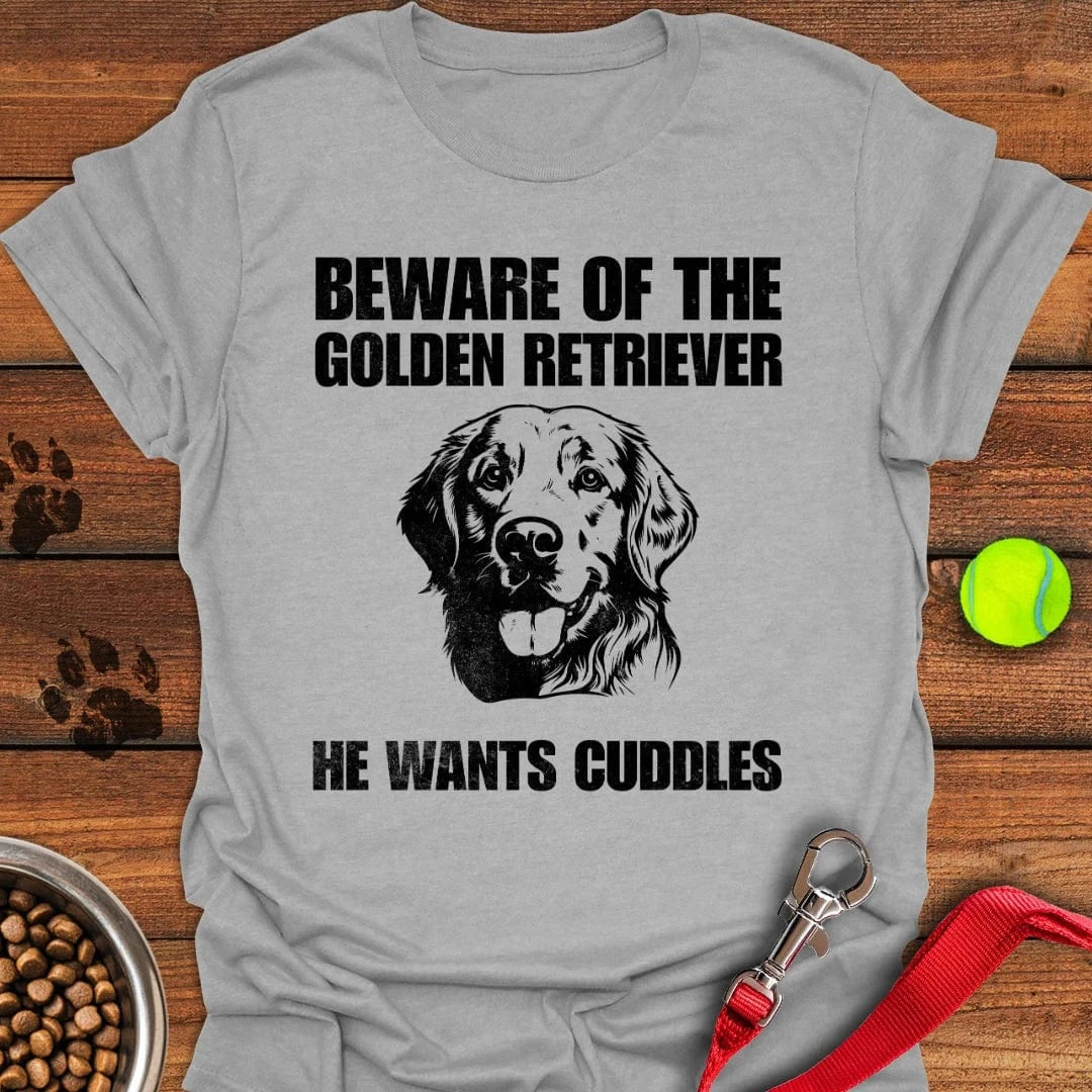 Beware of the Golden Retriever T-Shirt Sport Grey