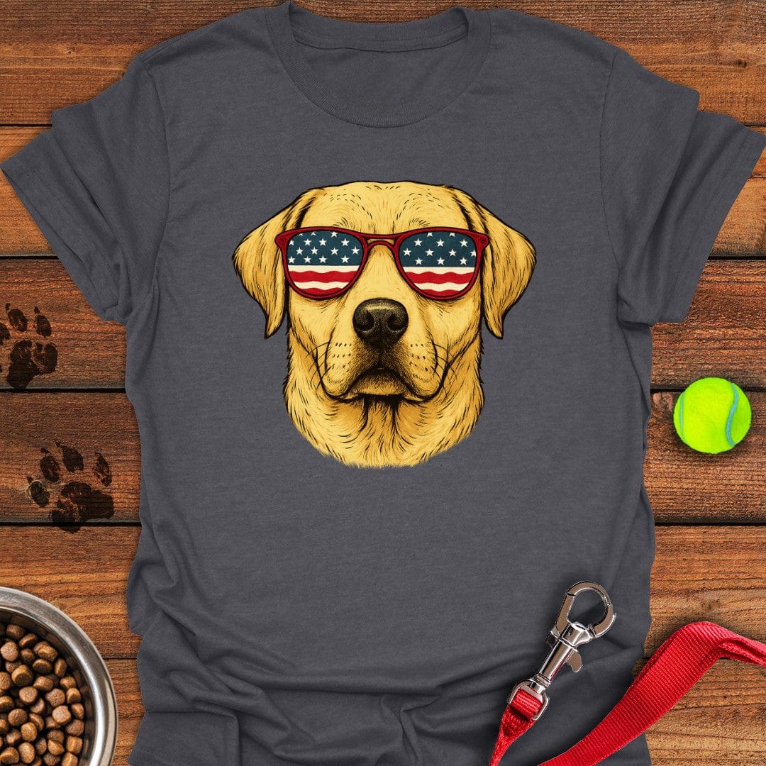 Yellow Labrador USA Glasses T-Shirt Dark Heather