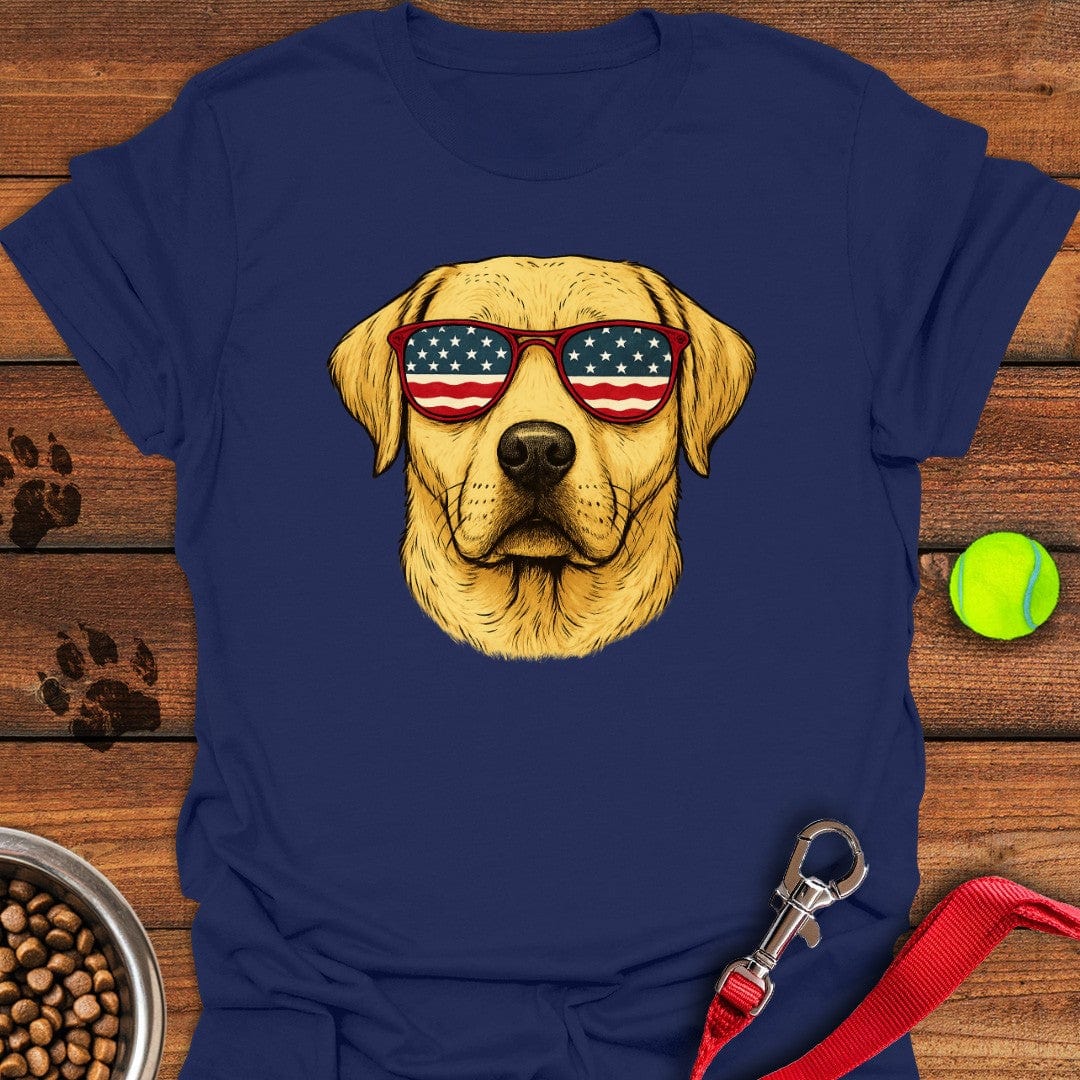 Yellow Labrador USA Glasses T-Shirt Navy