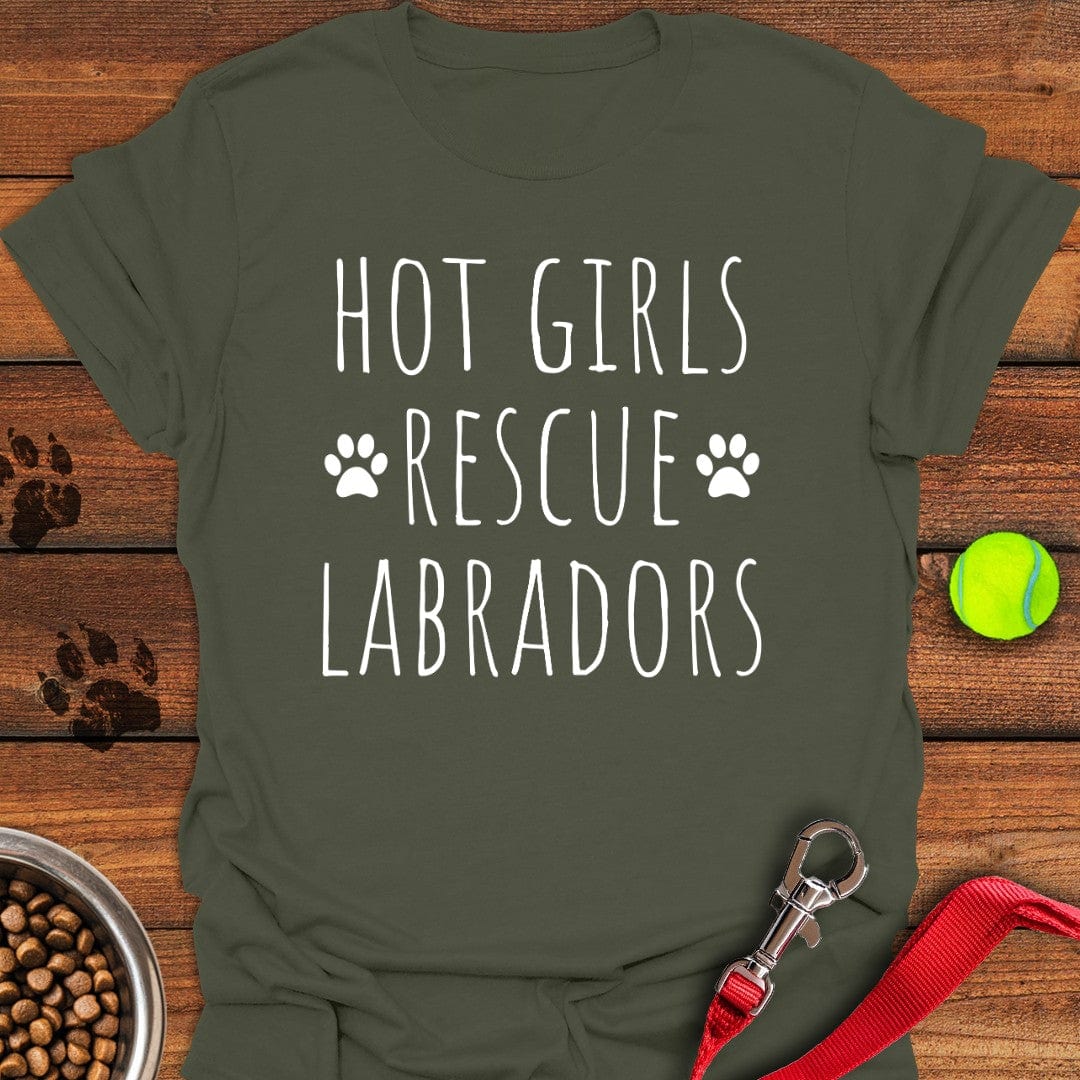Hot Girls Rescue Labradors T-Shirt Military Green