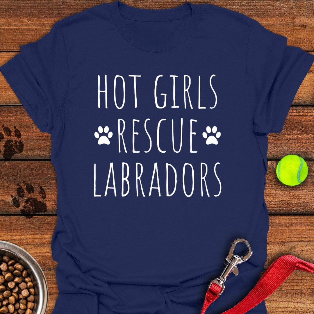 Hot Girls Rescue Labradors T-Shirt Navy