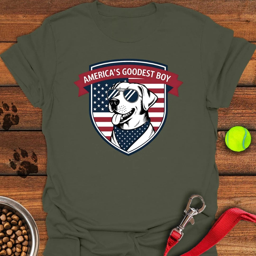 America's Goodest Boy Labrador T-Shirt Military Green