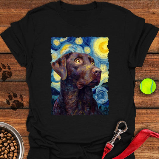 Chocolate Labrador Starry Night T-Shirt Black