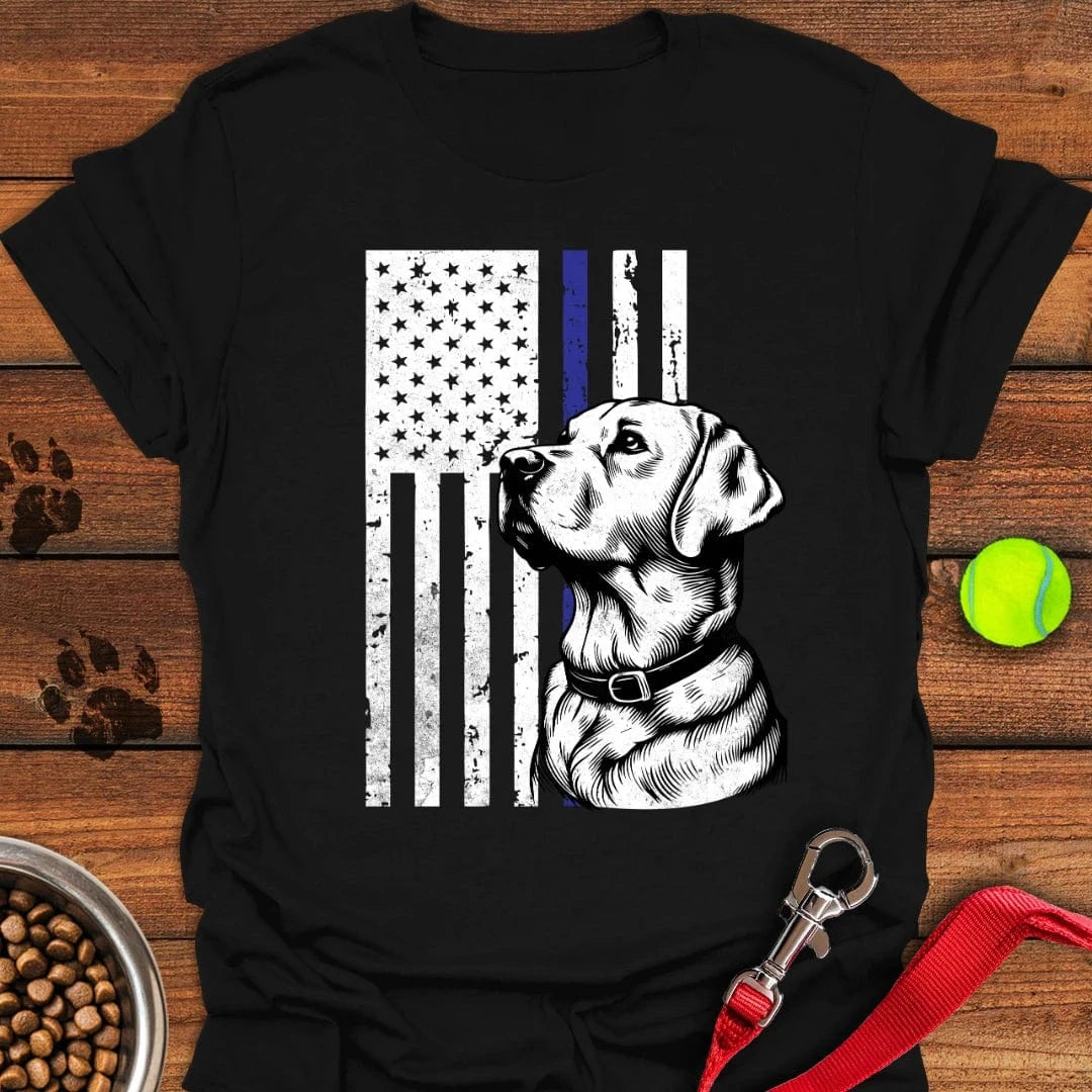 Thin Blue Line Police Labrador T-Shirt Black