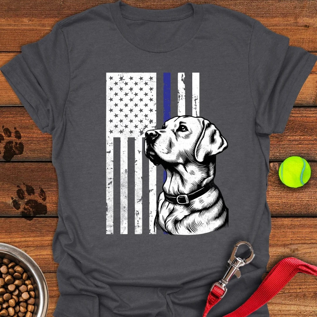 Thin Blue Line Police Labrador T-Shirt Dark Heather