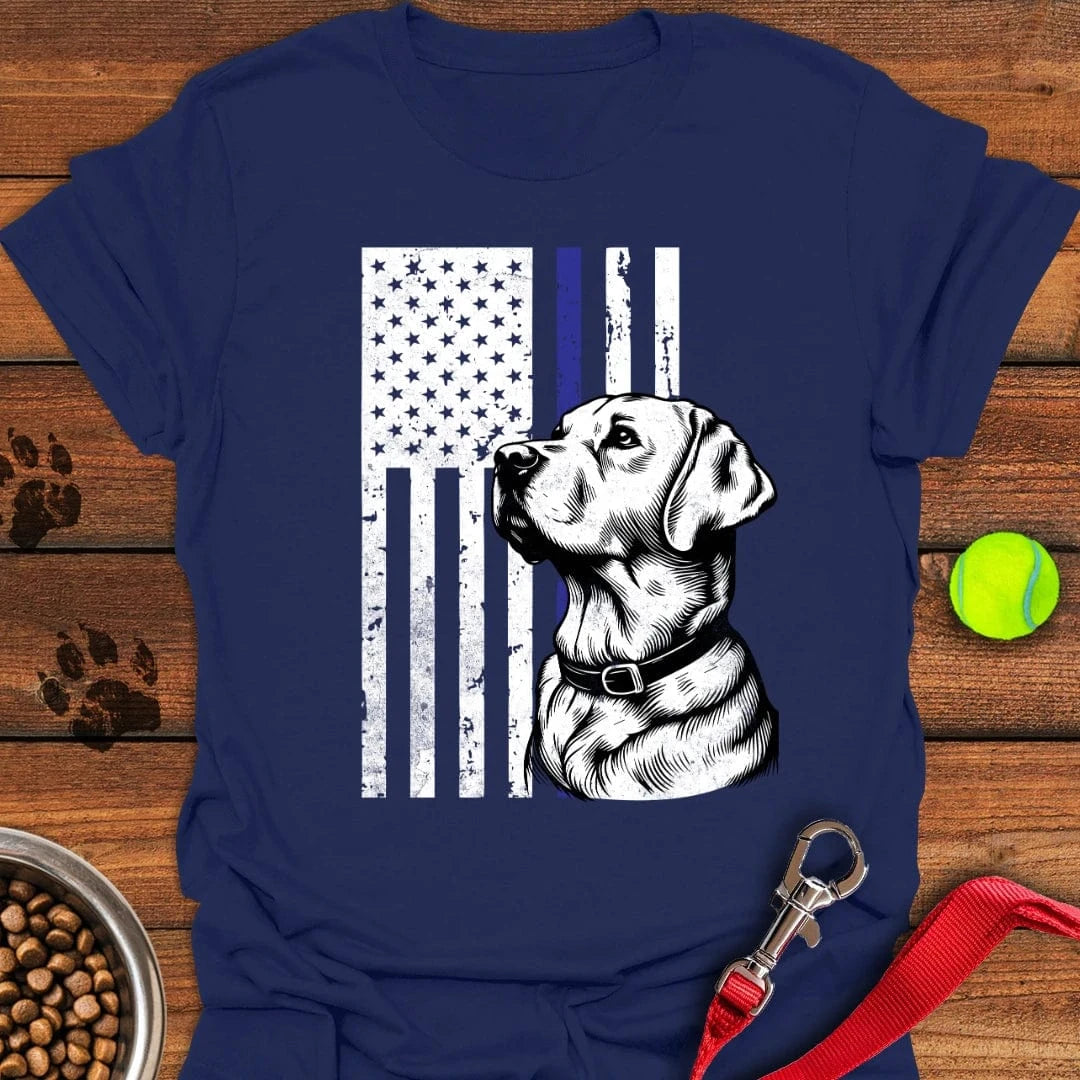 Thin Blue Line Police Labrador T-Shirt Navy