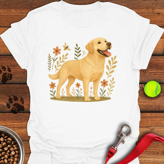 Yellow Labrador Flower T-Shirt White