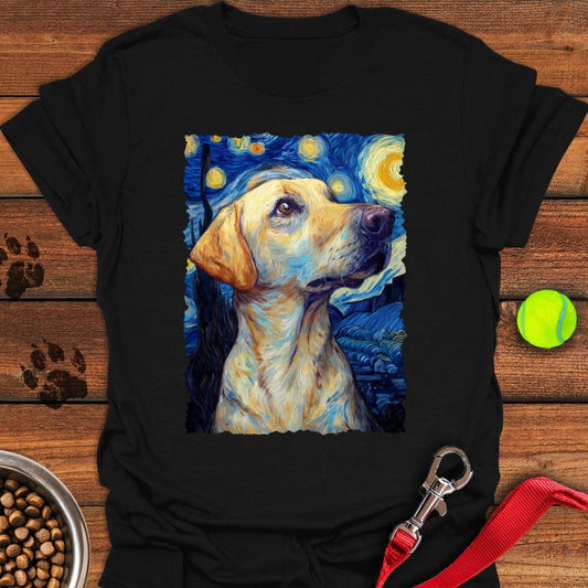 Yellow Labrador Starry Night T-Shirt Black