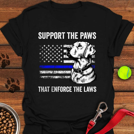 Thin Blue Line Police Labrador T-Shirt Black