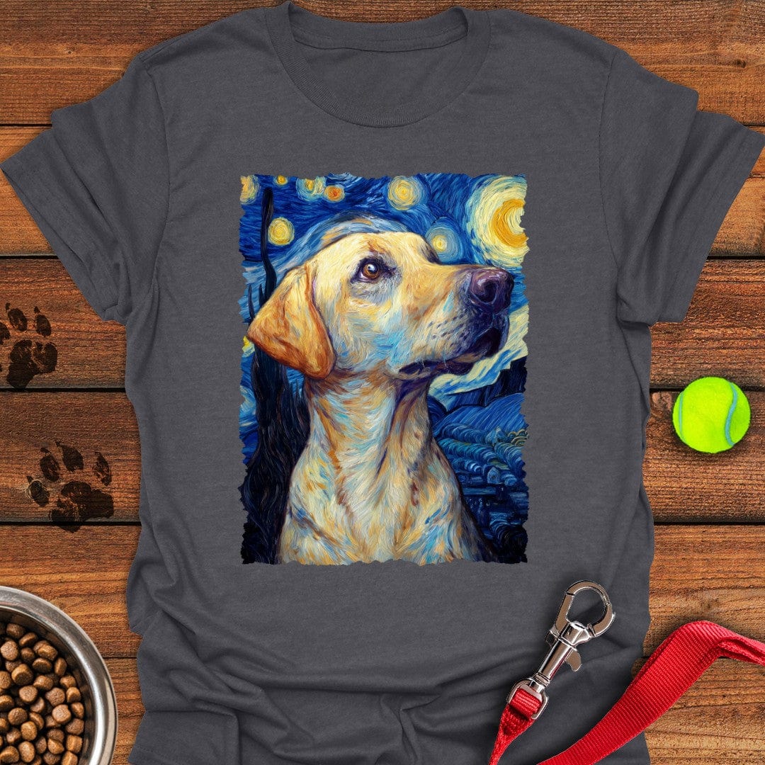 Yellow Labrador Starry Night T-Shirt Dark Heather